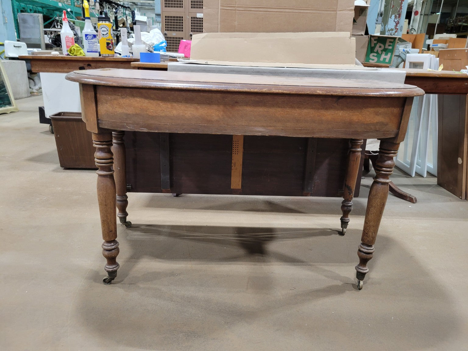 Antique Walnut Drop-Leaf Gateleg Dining Table on Original Casters