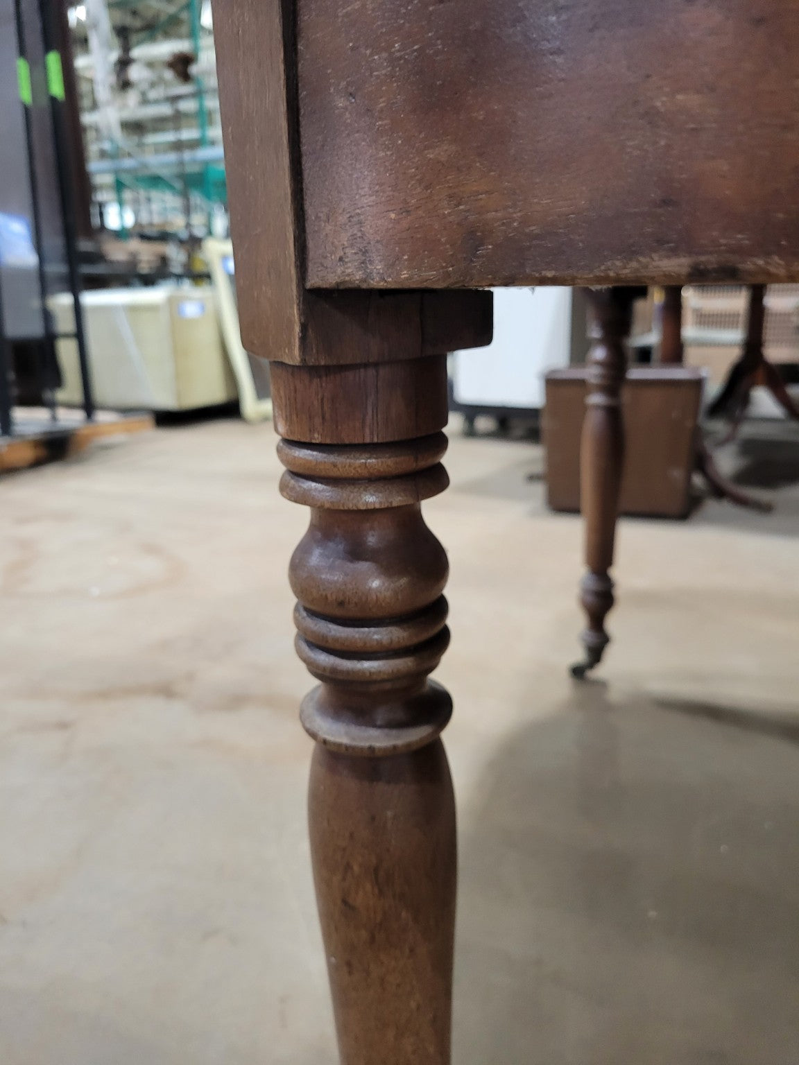 Antique Walnut Drop-Leaf Gateleg Dining Table on Original Casters