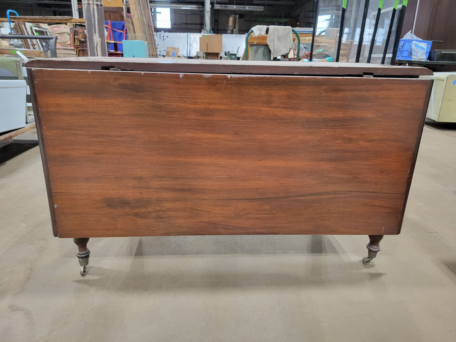 Antique Walnut Drop-Leaf Gateleg Dining Table on Original Casters