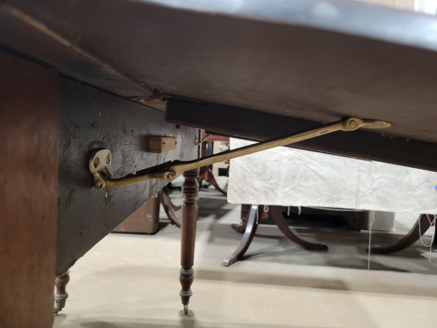Antique Walnut Drop-Leaf Gateleg Dining Table on Original Casters