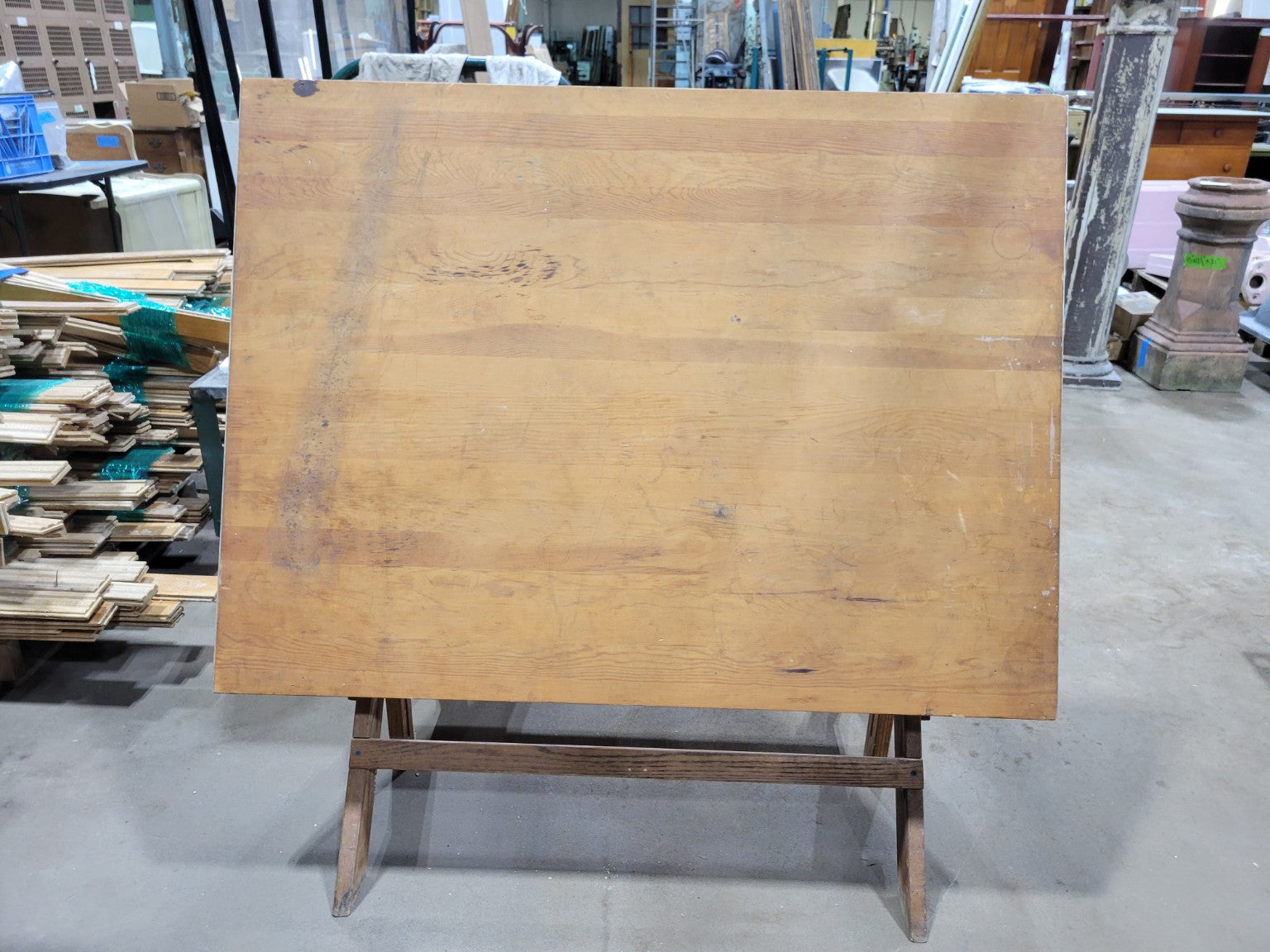 Vintage Oak Adjustable Drafting Table – Industrial Architect's Drawing Desk
