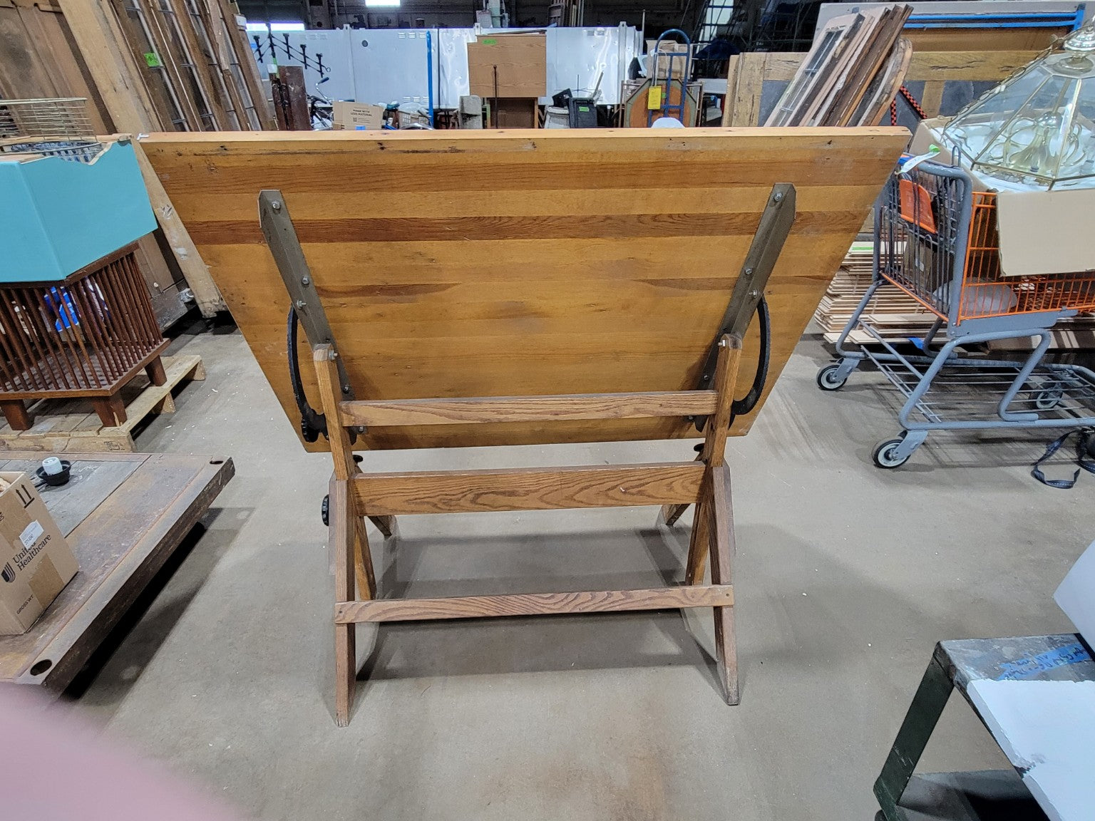 Vintage Oak Adjustable Drafting Table – Industrial Architect's Drawing Desk