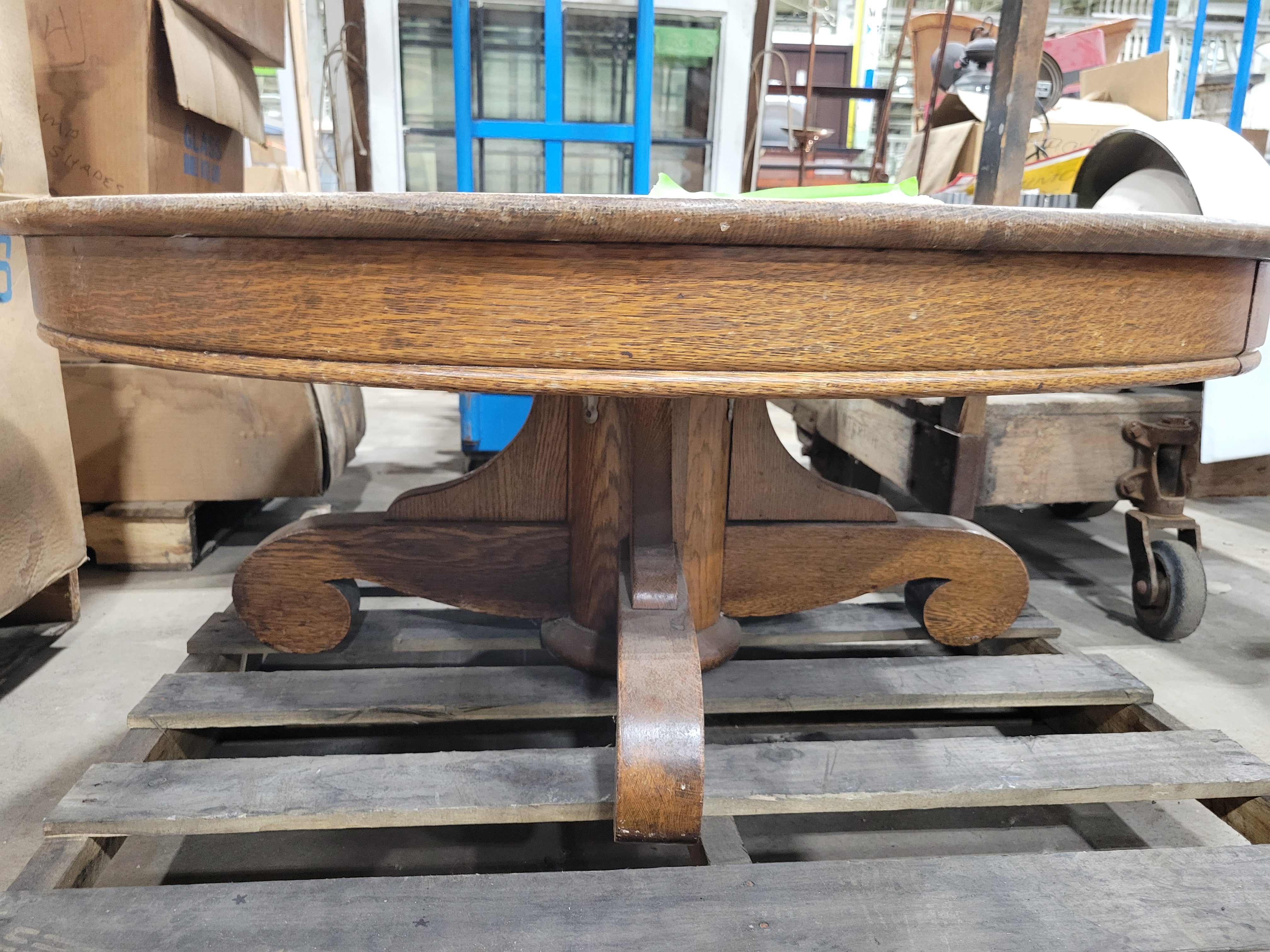 Vintage Oak Round Mosaic Tile Coffee Table