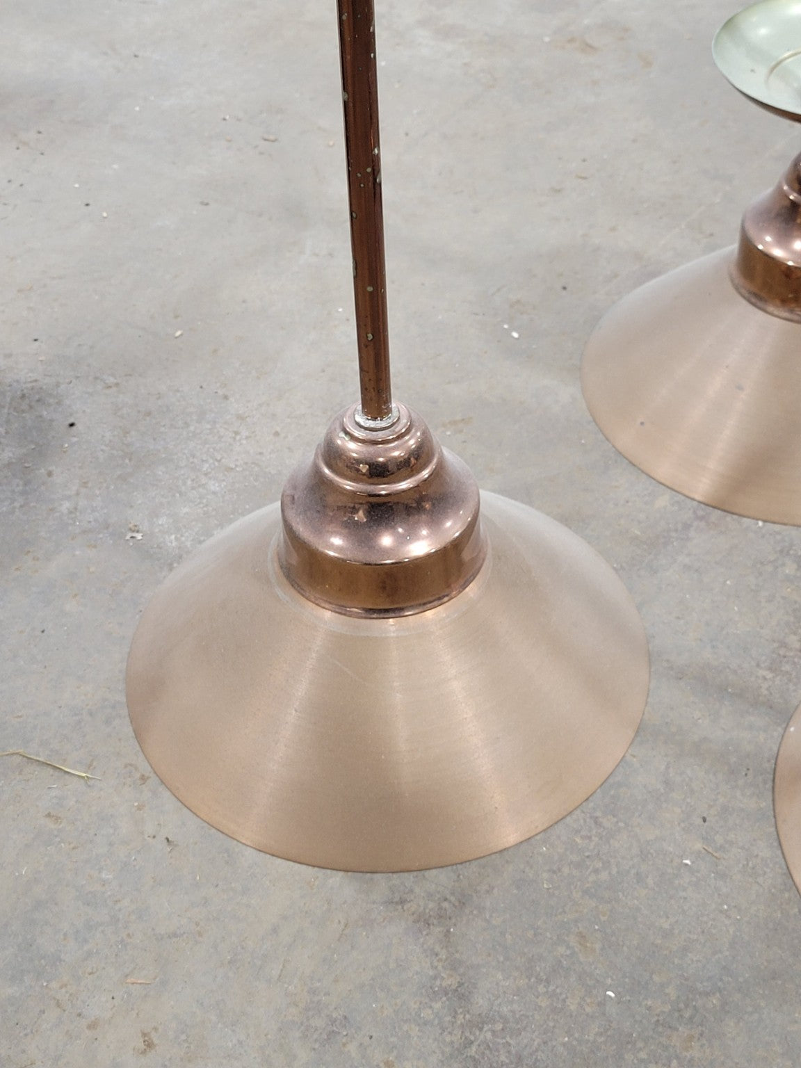 Set of Three Contemporary Copper Finish Pendant Lights