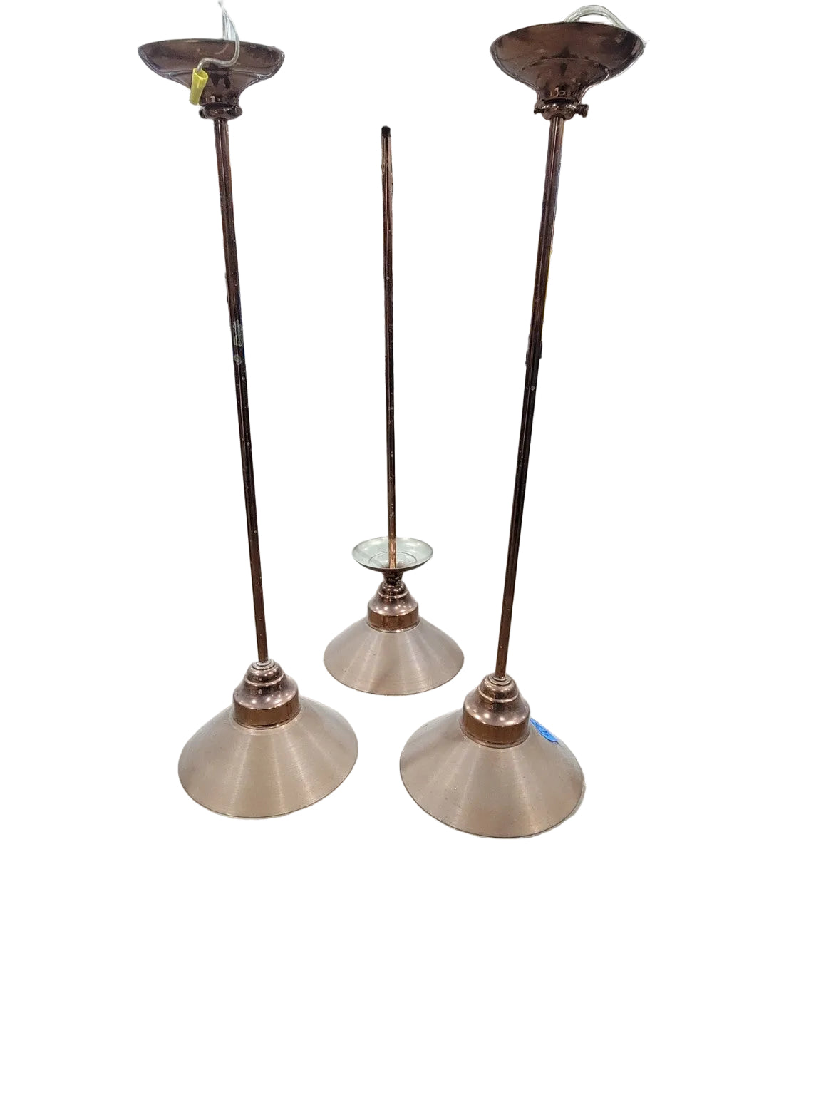 Set of Three Contemporary Copper Finish Pendant Lights