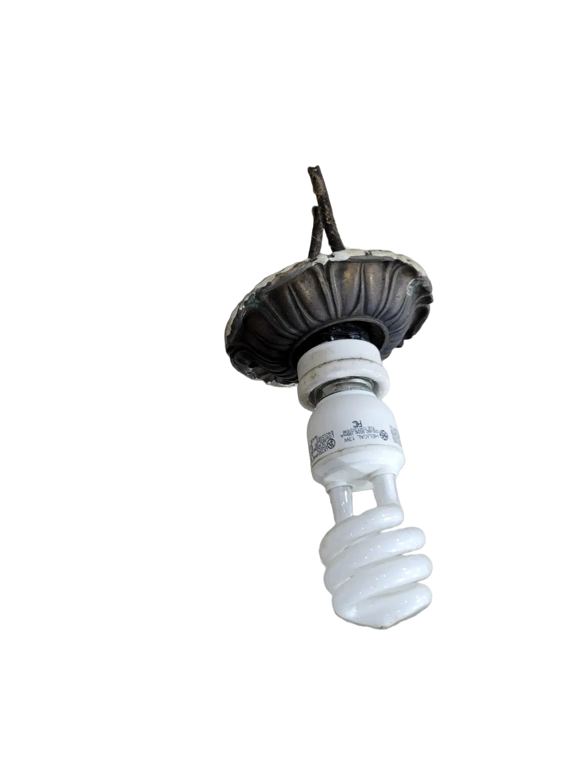 Antique Cast Metal Ceiling Light Canopy with Porcelain Socket