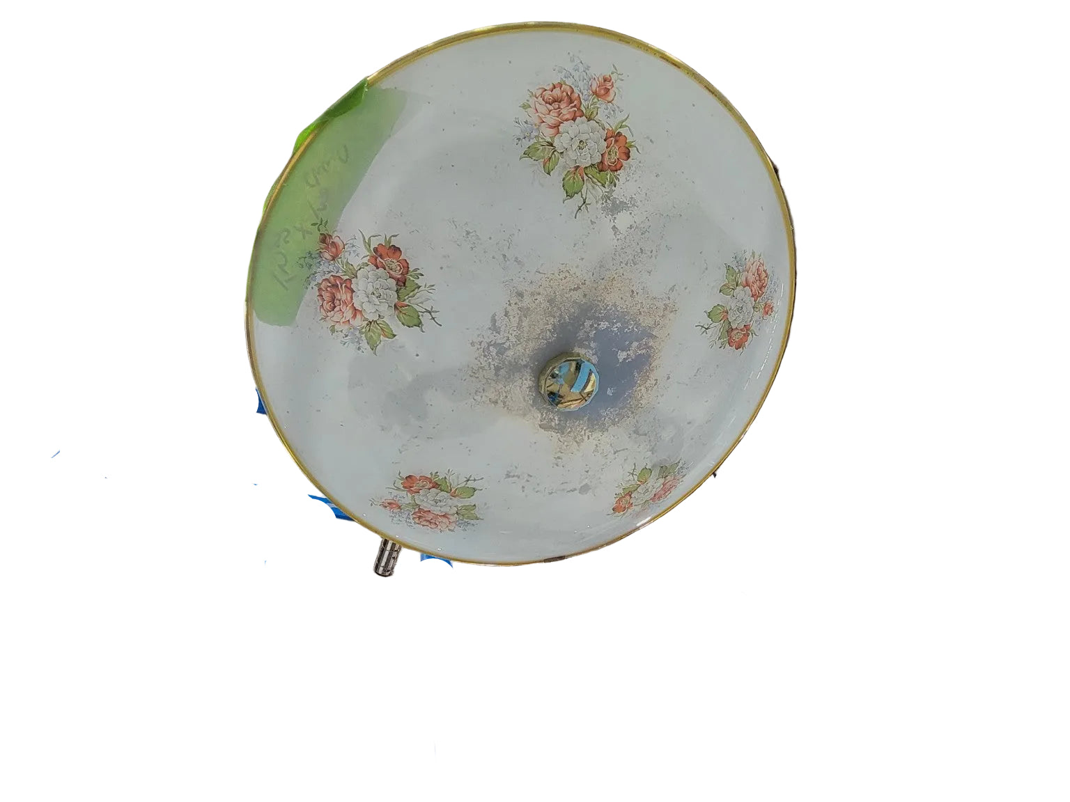 Vintage Floral Enameled Steel Pendant Light Shade