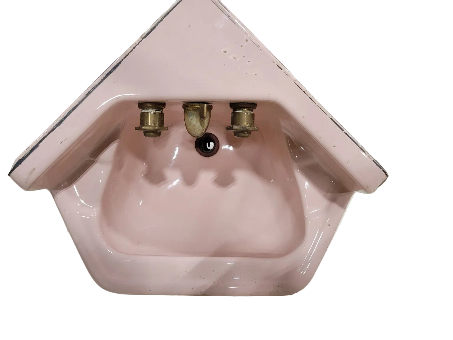 Vintage Pink Corner Wall-Mount Porcelain Bathroom Sink