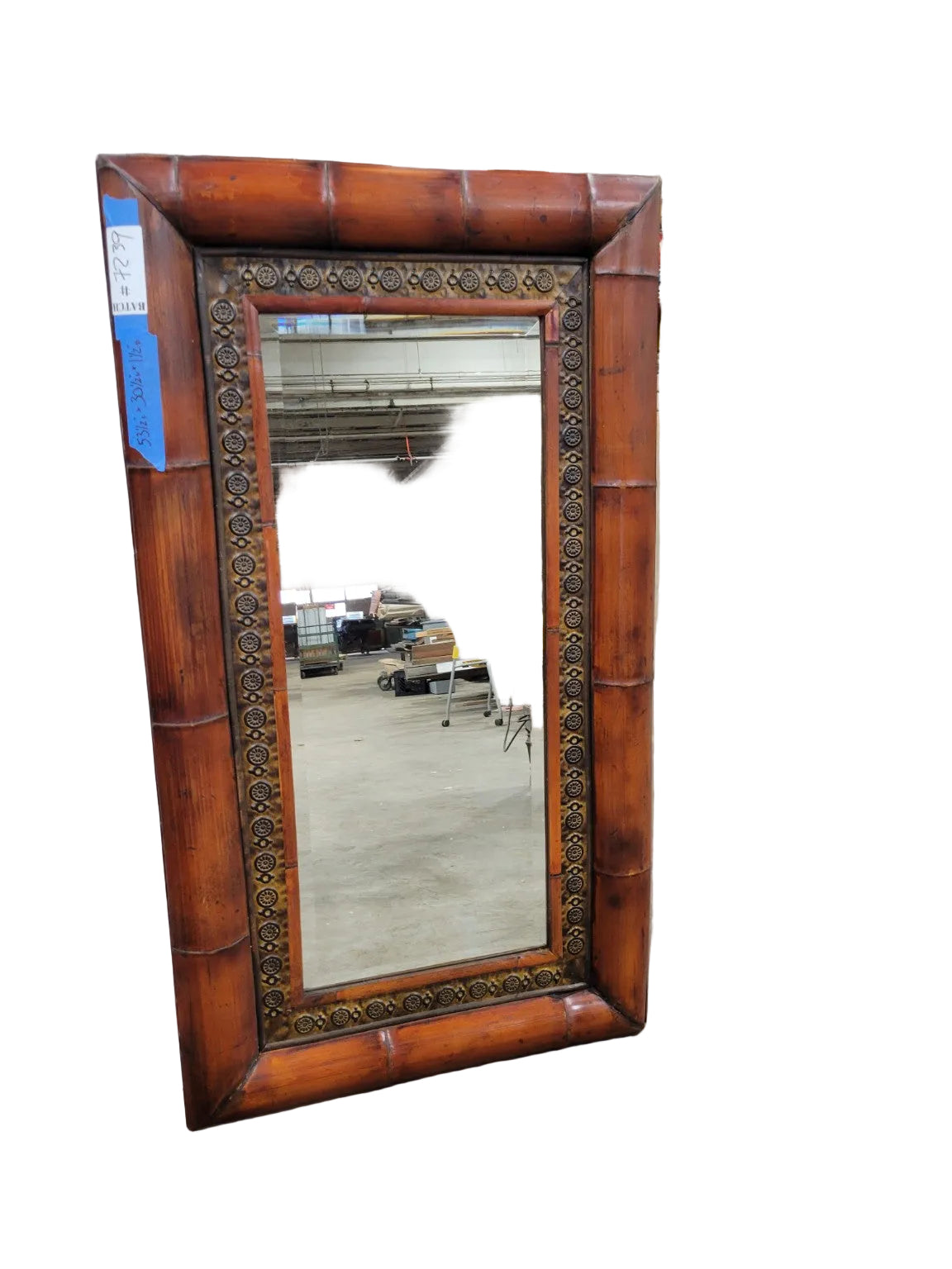 Vintage Faux Bamboo Framed Wall Mirror
