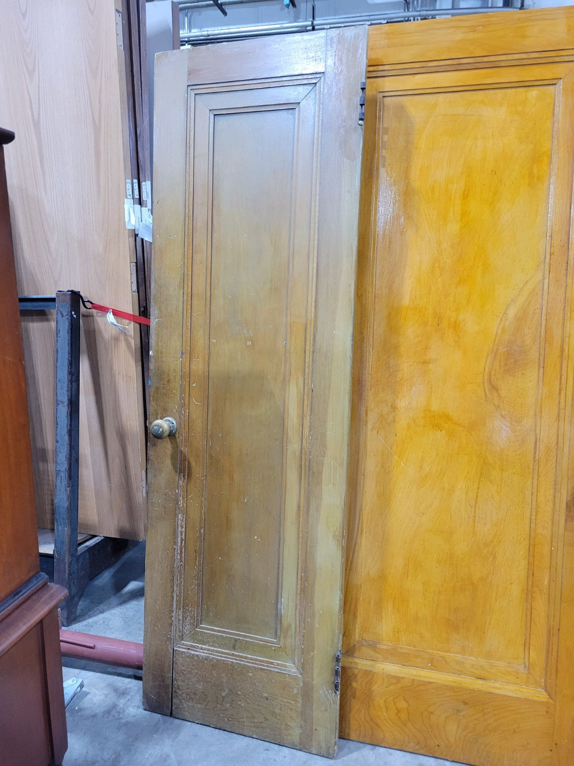 Vintage Single-Panel Interior Wood Door with Original Hardware