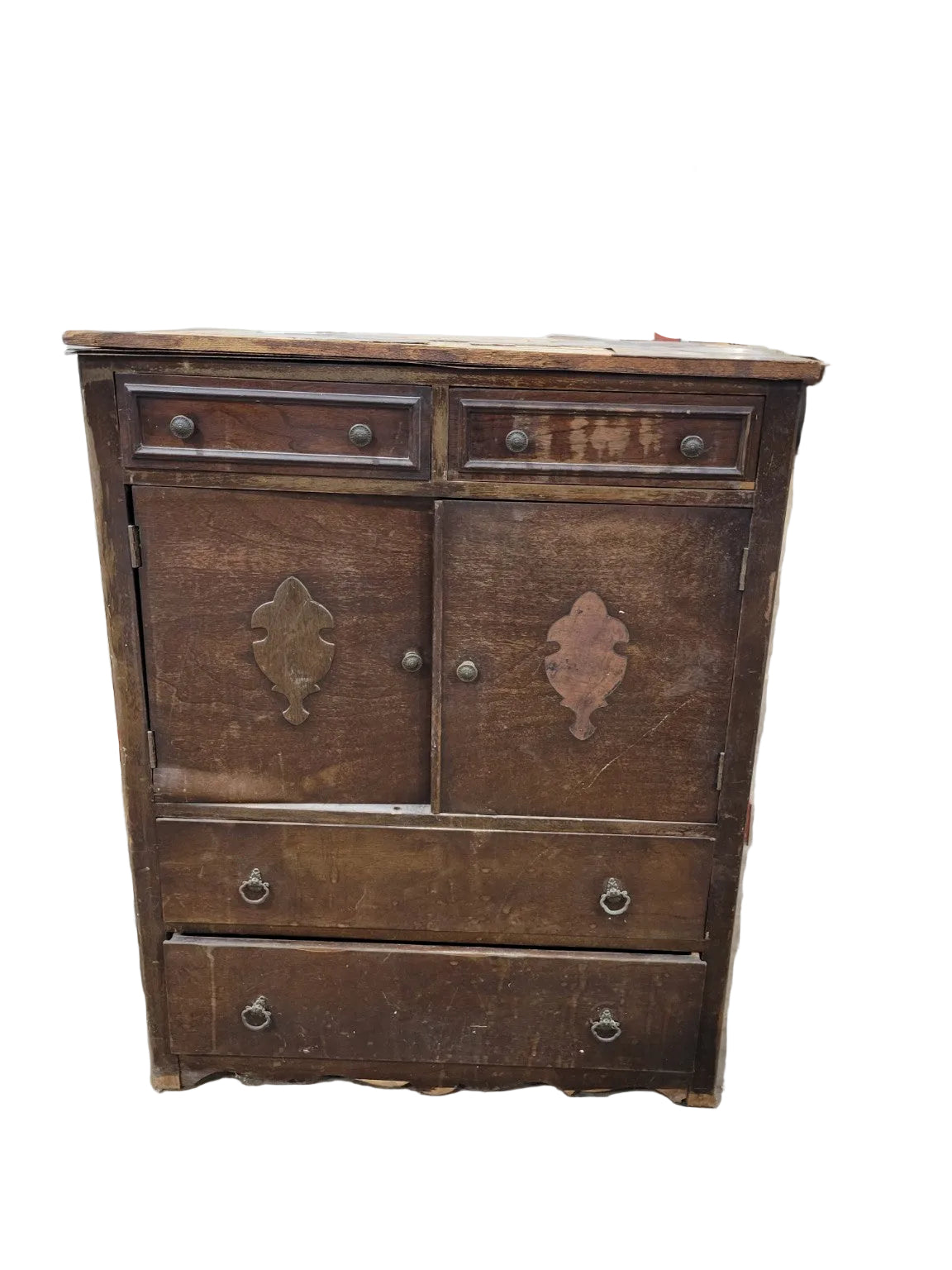 Antique Primitive Two-Door Wooden Cabinet – Original Patina