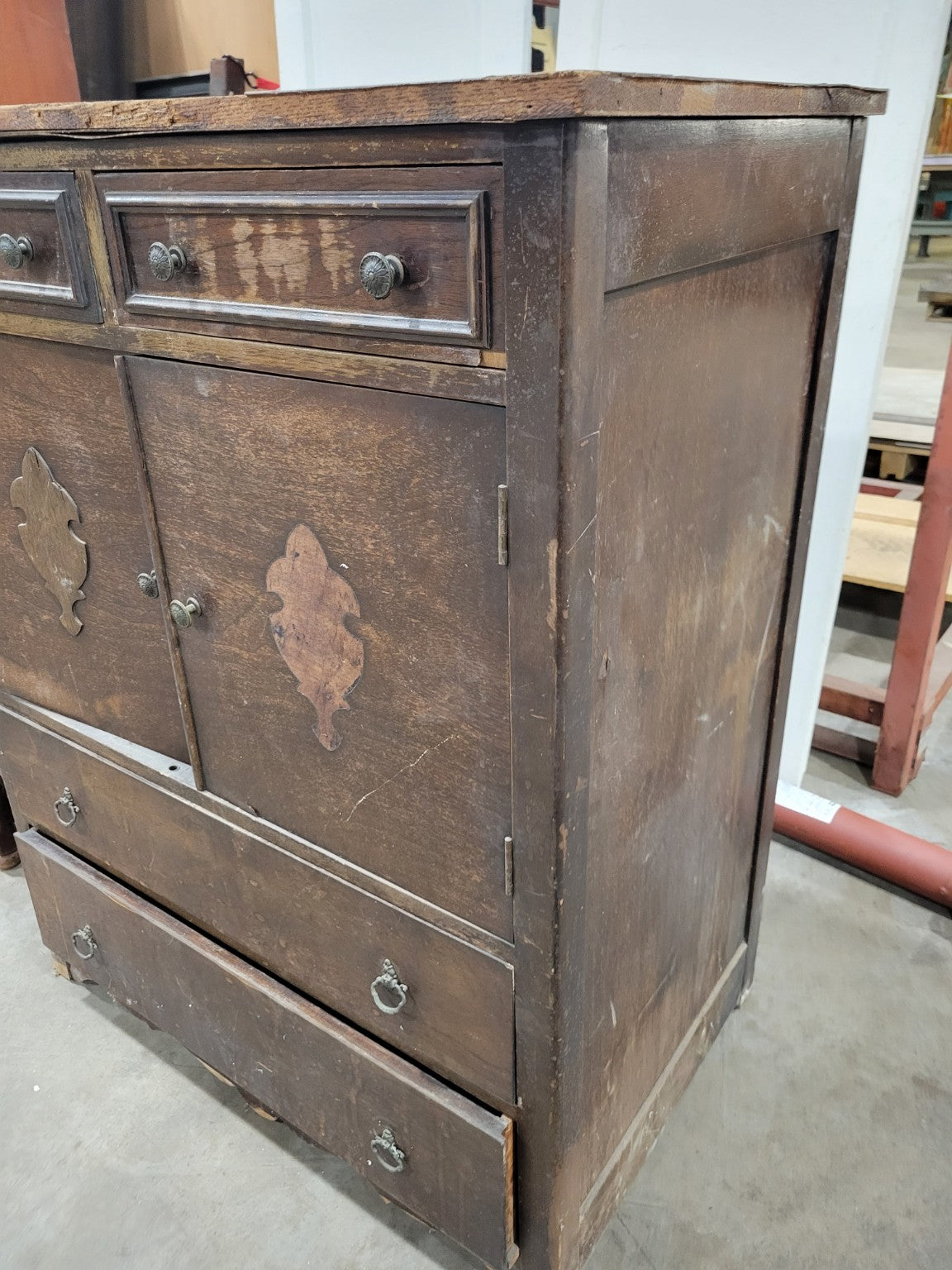 Antique Primitive Two-Door Wooden Cabinet – Original Patina