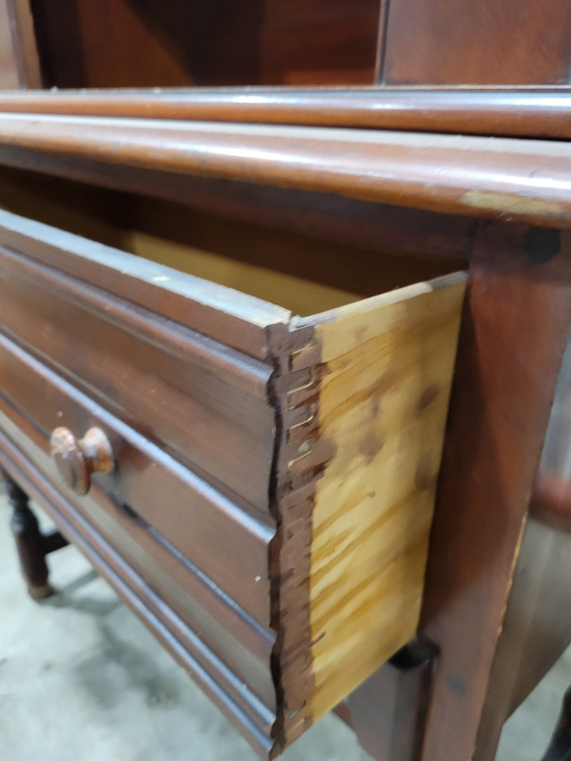 Antique Empire Cherry Washstand with Open Hutch