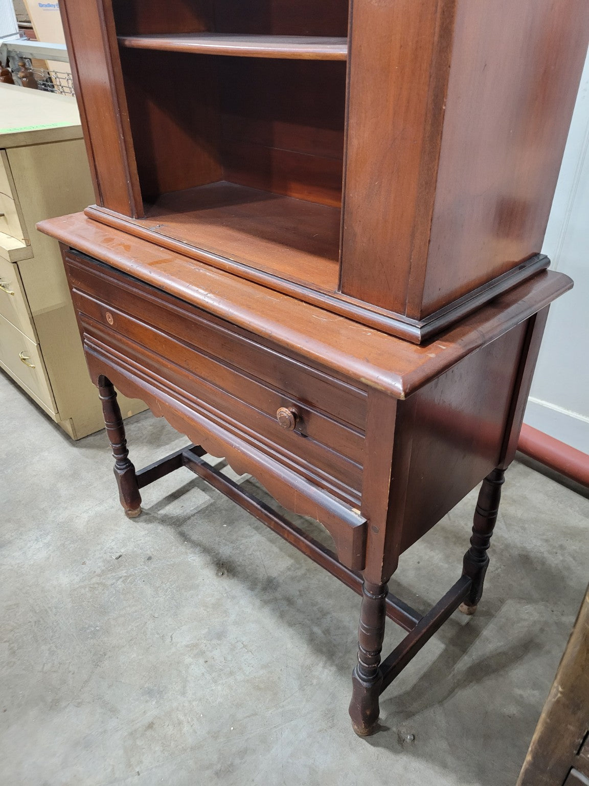 Antique Empire Cherry Washstand with Open Hutch