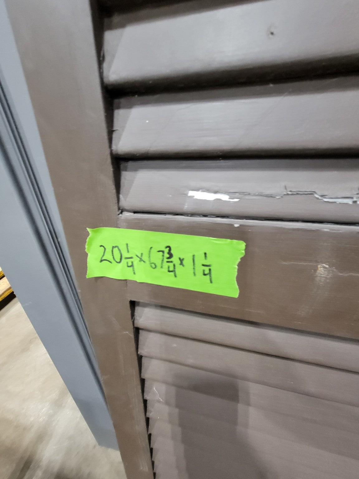 Vintage Exterior Wood Louvered Shutter – Brown Painted Architectural Salvage