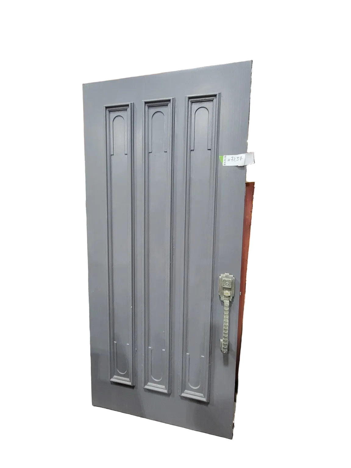 Vintage Mid-Century Modern Three Panel Entry Door with Brutalist Bronze Pull