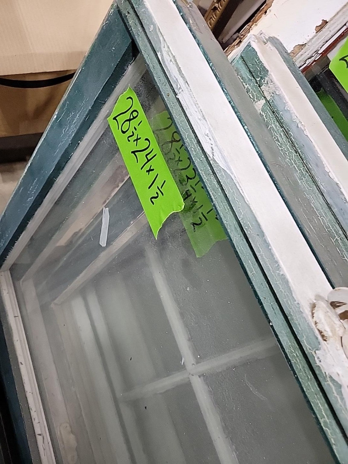 Vintage Painted Wood Window Sash – 18½" x 24"