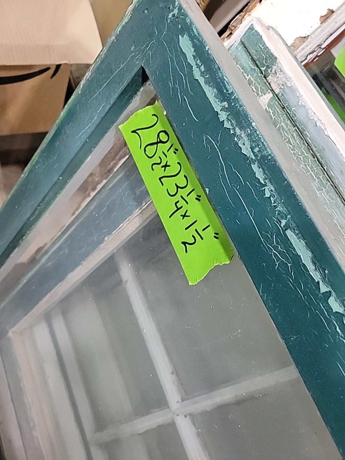 Vintage Painted Wood Window Sash – 18" x 23¼"