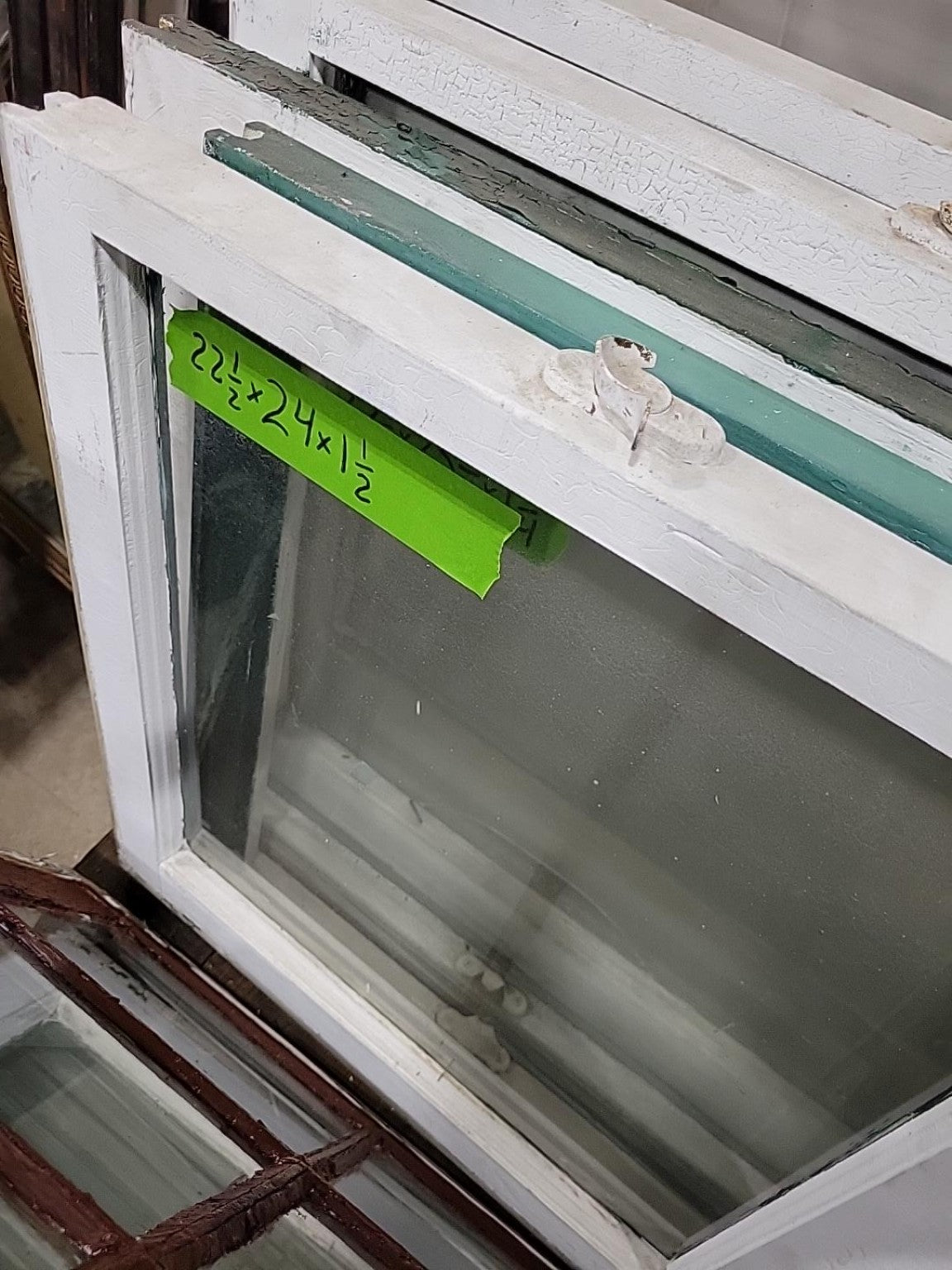 Vintage Painted Wood Window Sash – 22½" x 23¼"