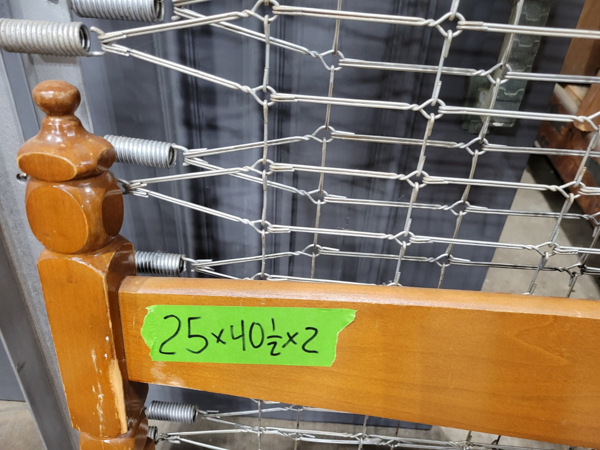 Vintage Maple Twin Bed Frame with Wagon Wheel Headboard