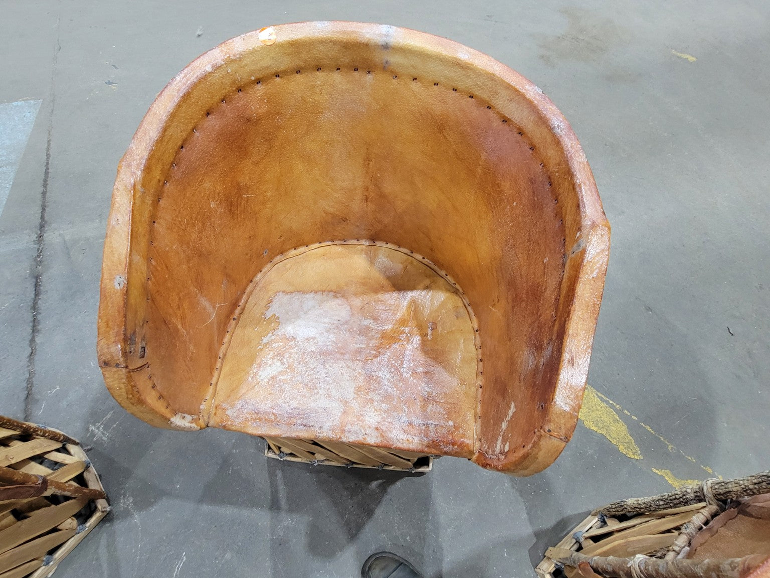 Set of 3 Rustic Bentwood & Leather Barrel Chairs