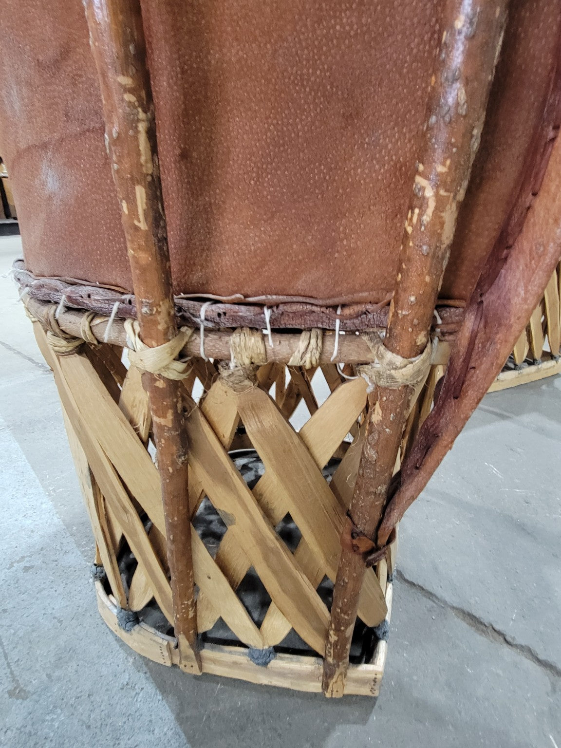 Set of 3 Rustic Bentwood & Leather Barrel Chairs