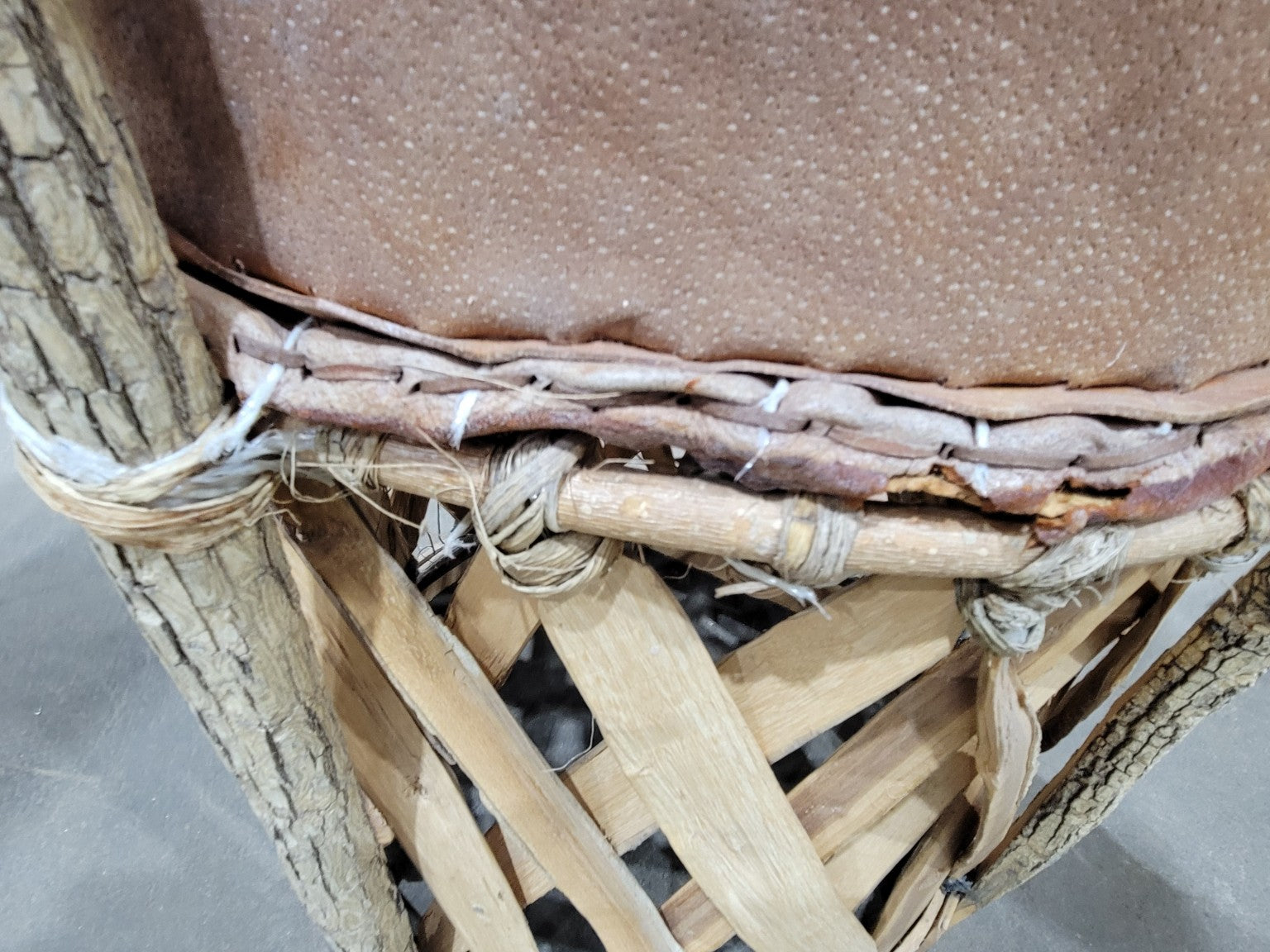 Set of 3 Rustic Bentwood & Leather Barrel Chairs