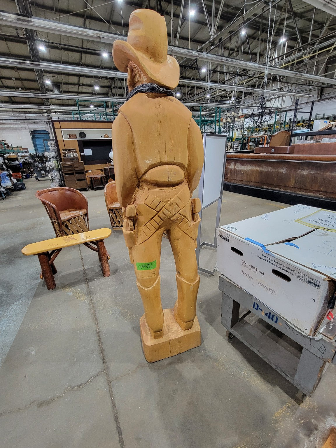 Ray Kowalski Hand-Carved Western Cowboy Sculpture (1990)