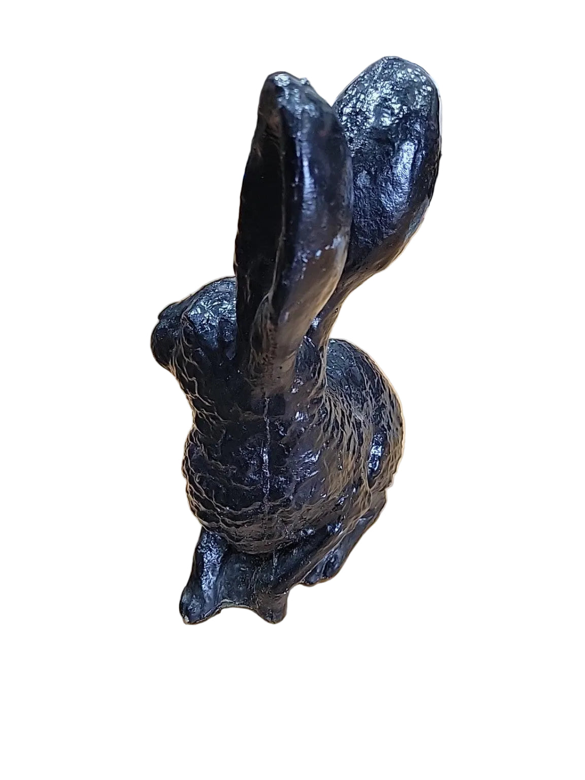Vintage Black Cement Rabbit Garden Statue