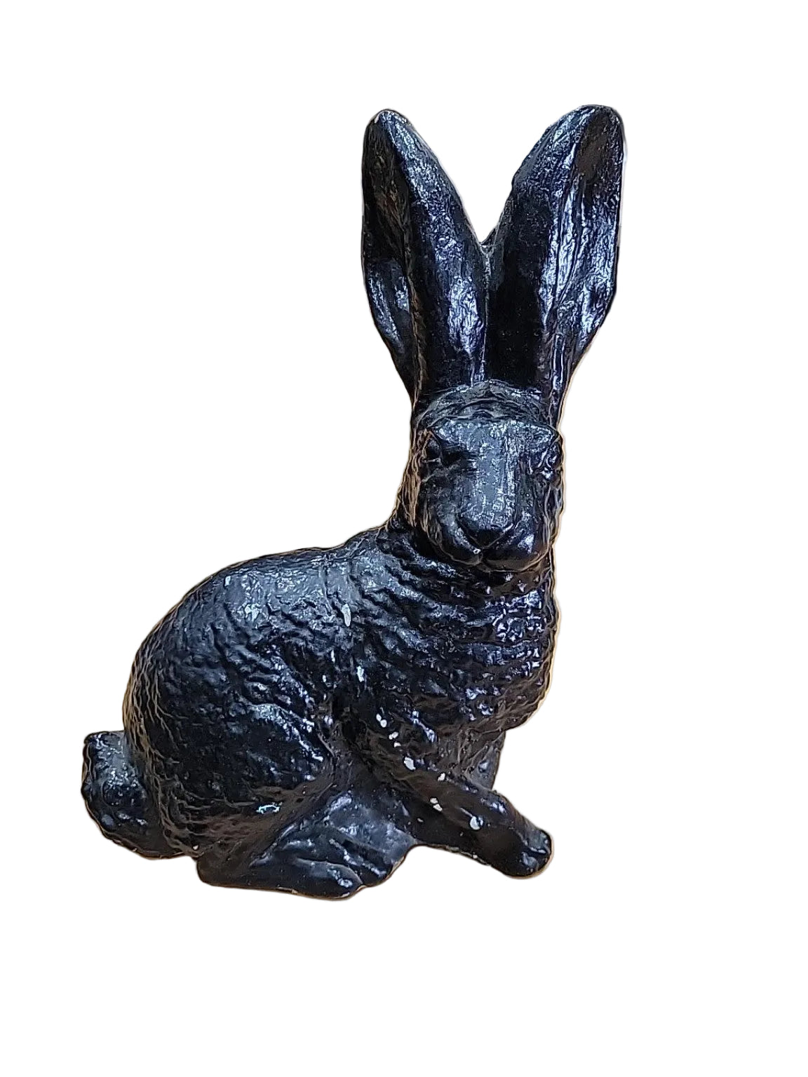 Vintage Black Cement Rabbit Garden Statue