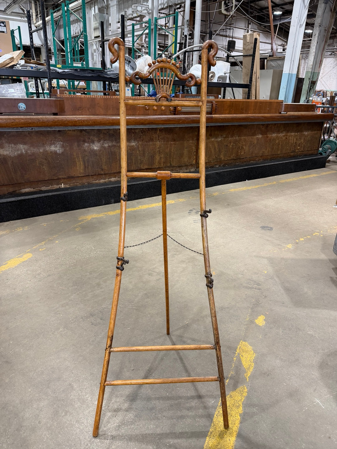 Antique Oak Folding Lyre-Back Artist Display Easel