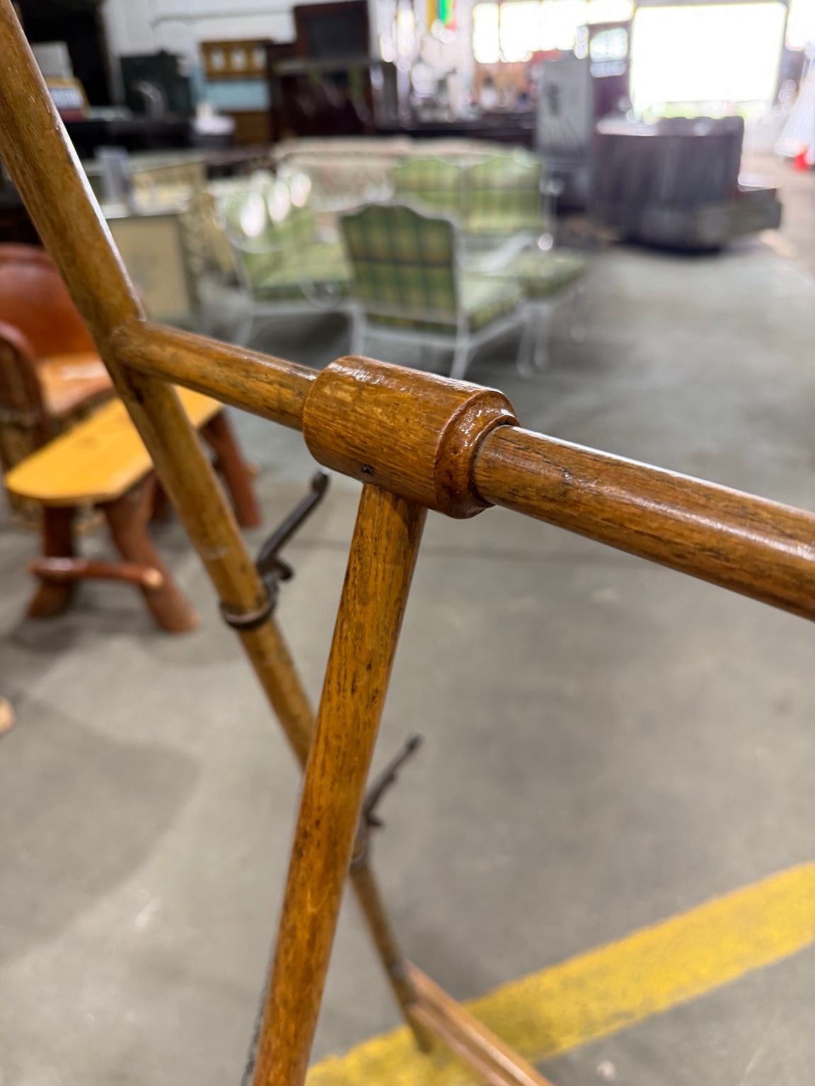 Antique Oak Folding Lyre-Back Artist Display Easel