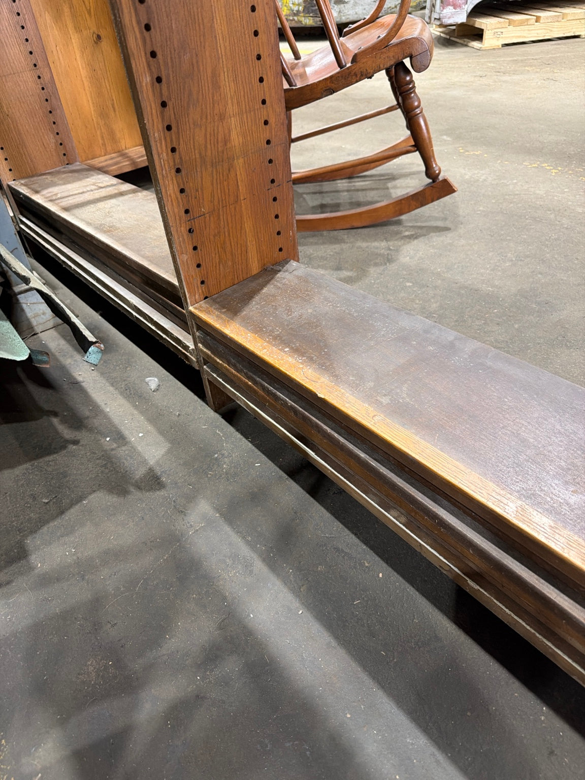 Vintage Oak Adjustable Library Shelving – 12' Wide