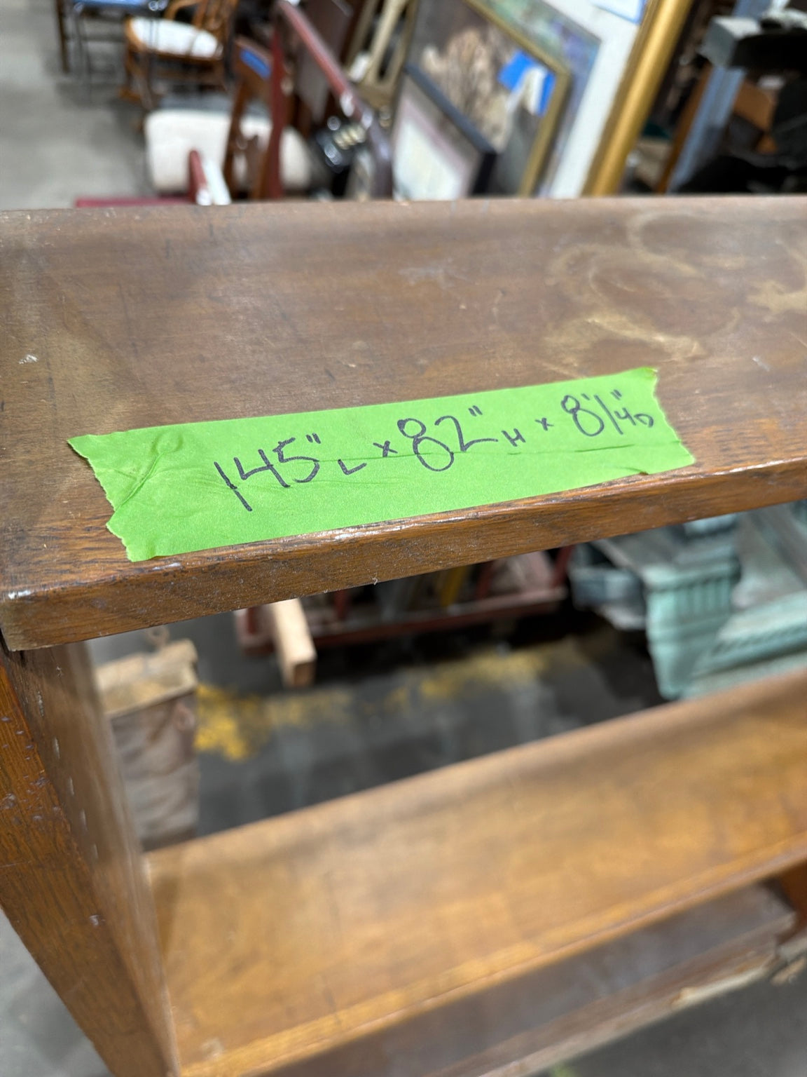 Vintage Oak Adjustable Library Shelving – 12' Wide