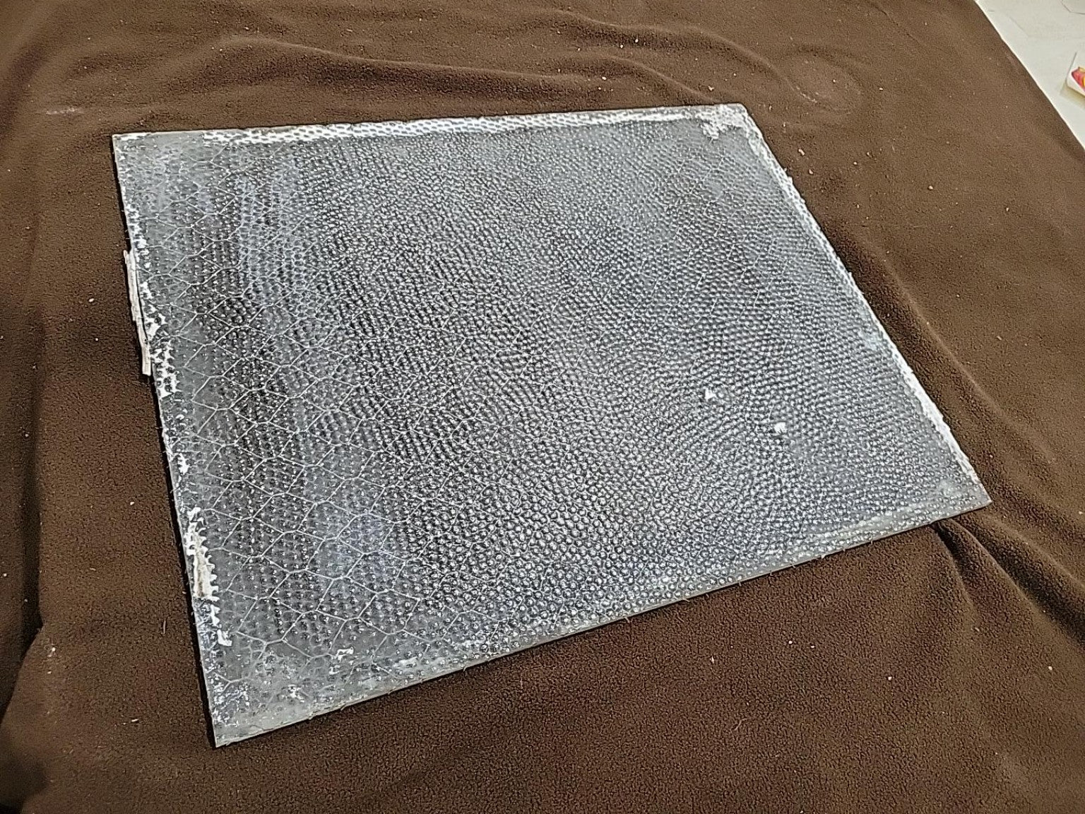 Vintage Wired Pebble Glass Panel – Approx. 14 ½" x 18 ½"