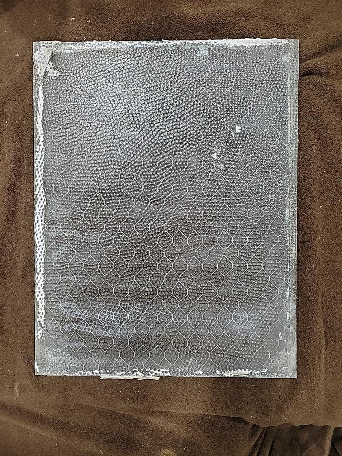 Vintage Wired Pebble Glass Panel – Approx. 14 ½" x 18 ½"