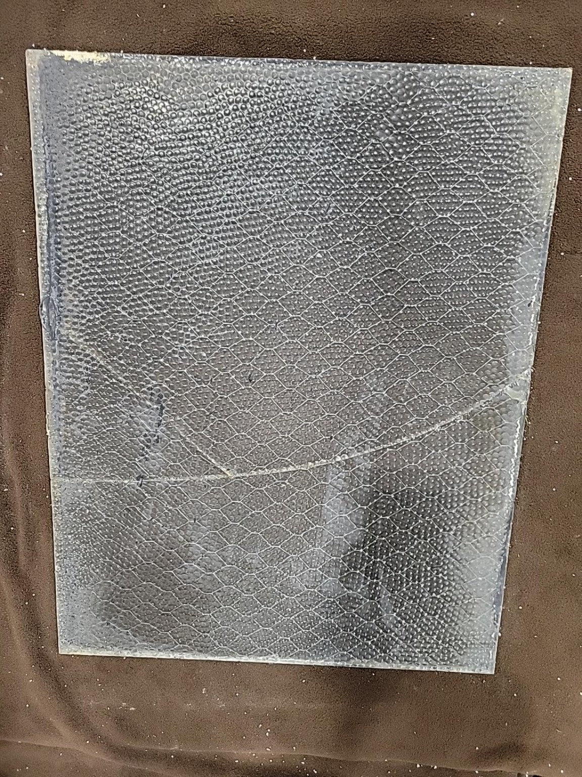 Vintage Wired Pebble Glass Panel – Approx. 14 ½" x 18 ½" (Damaged)
