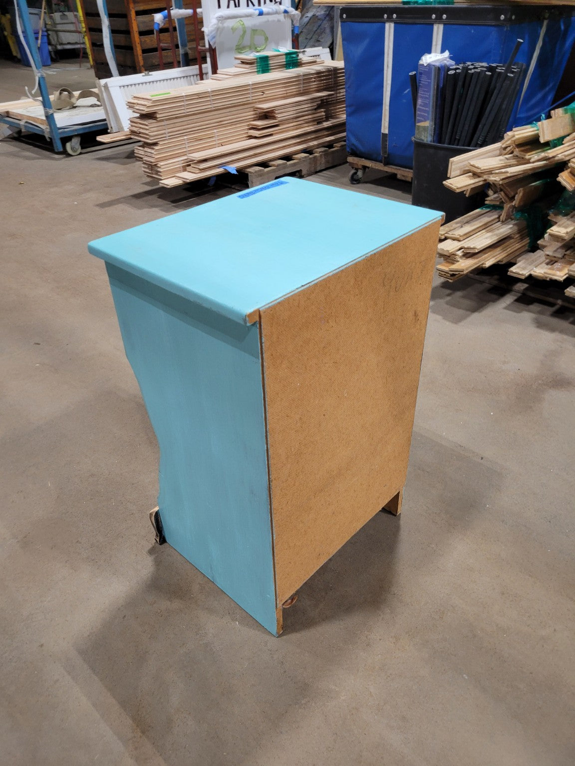 Vintage Turquoise Wood Nightstand with Drawer