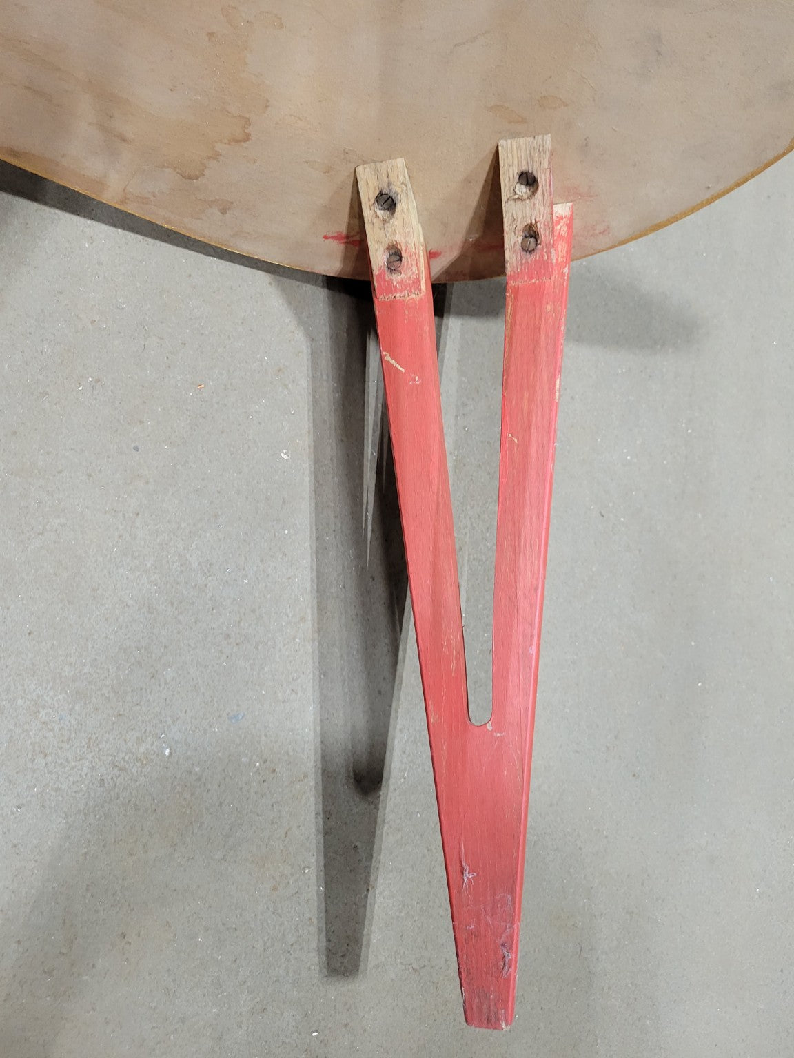 Vintage Red Two-Tier Kidney-Shaped Side Table