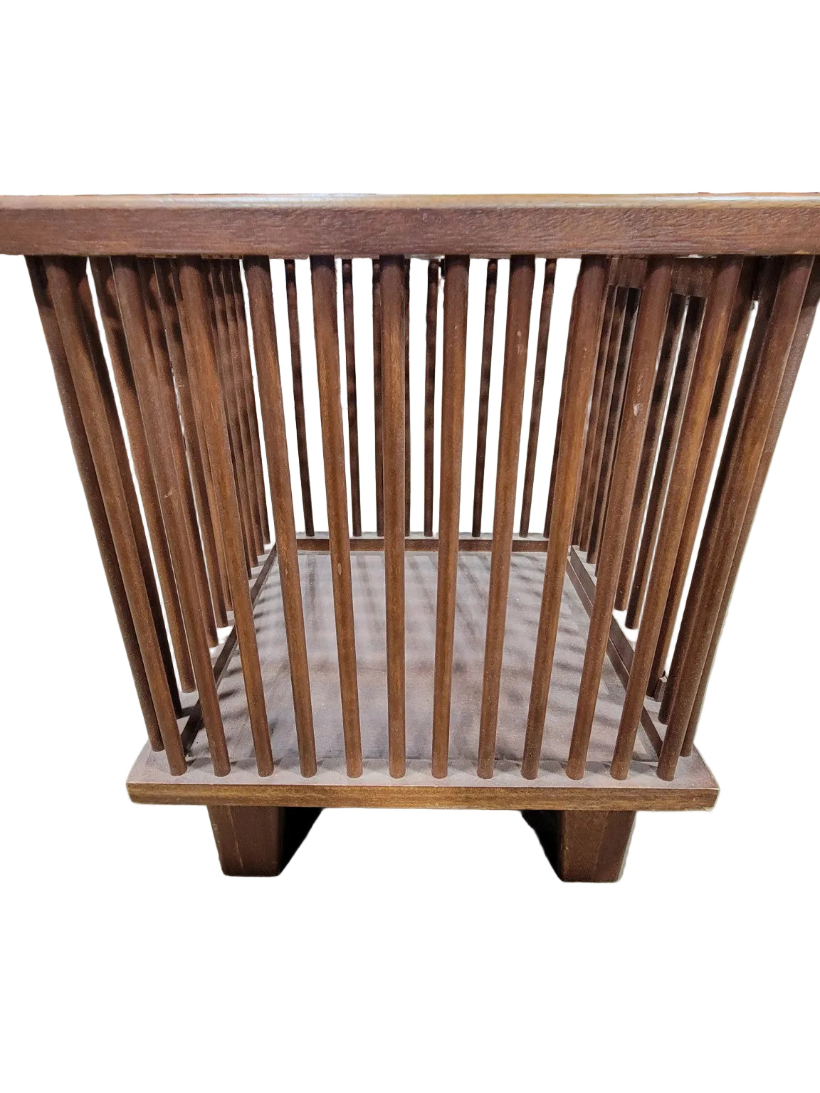 Vintage Spindle Wood End Table with Glass Top