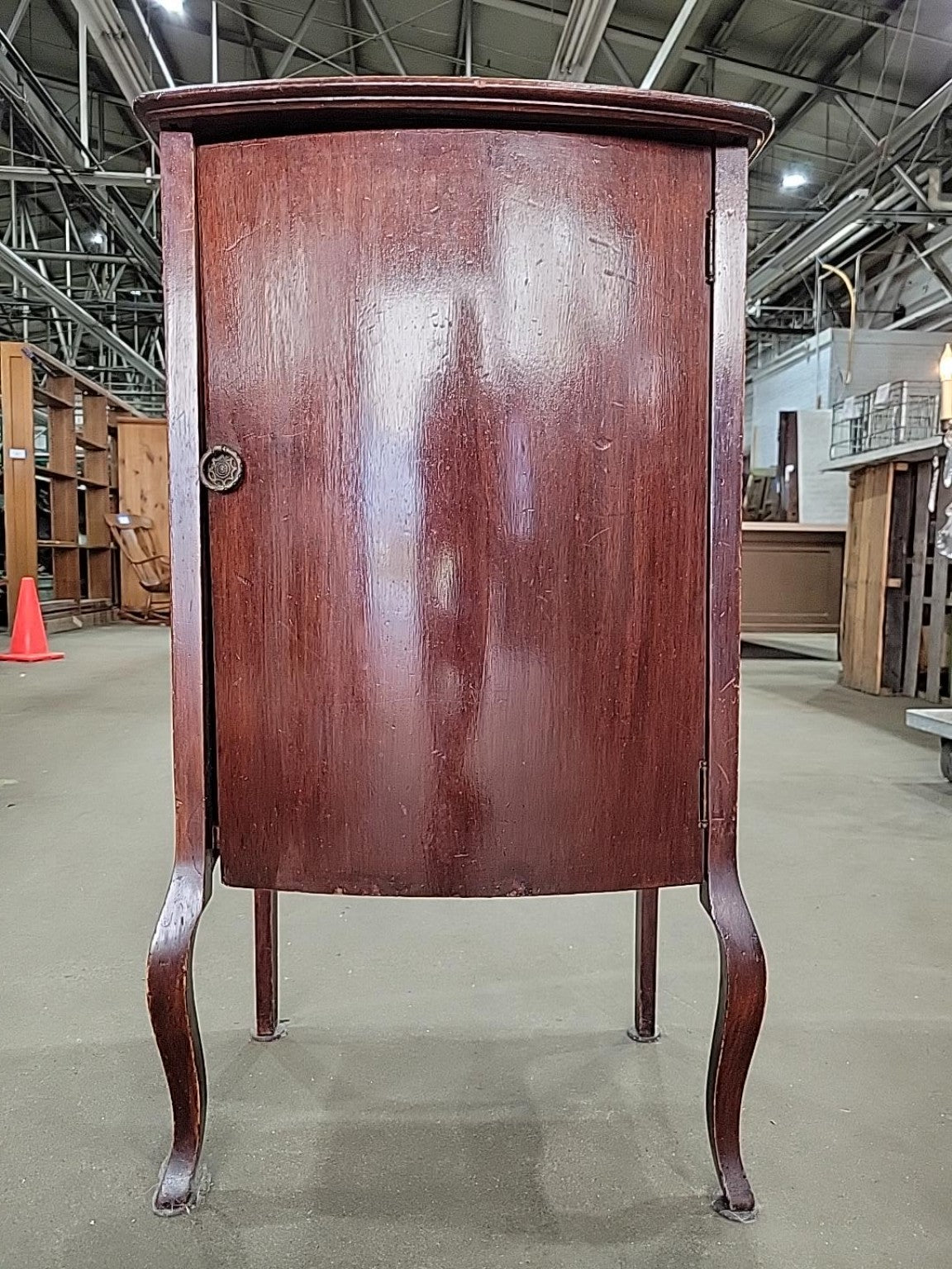 Vintage Curved-Front Wood Storage Cabinet