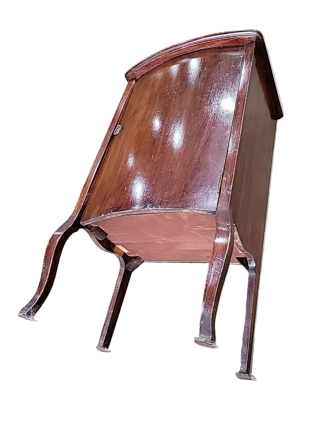 Vintage Curved-Front Wood Storage Cabinet
