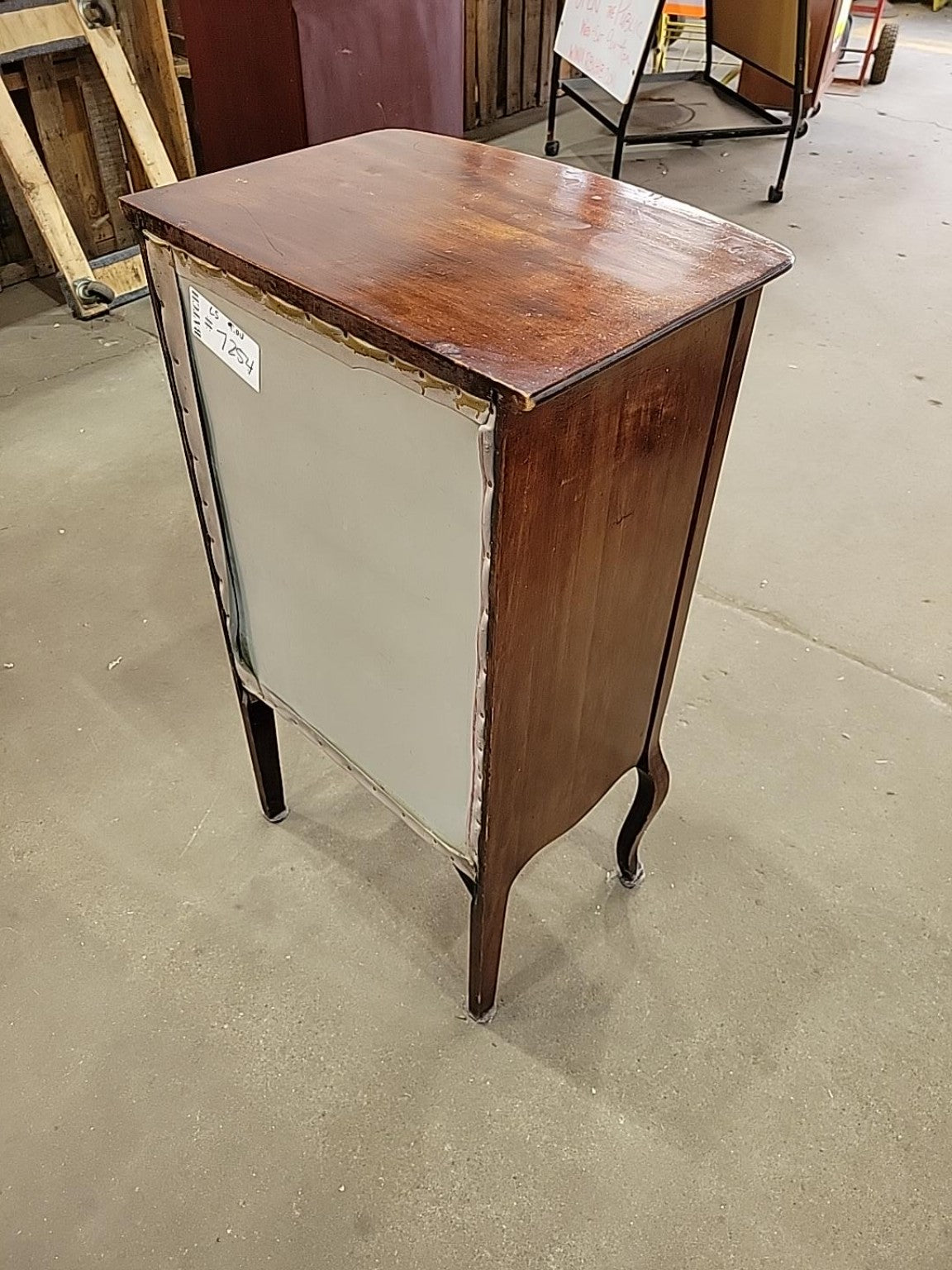 Vintage Curved-Front Wood Storage Cabinet