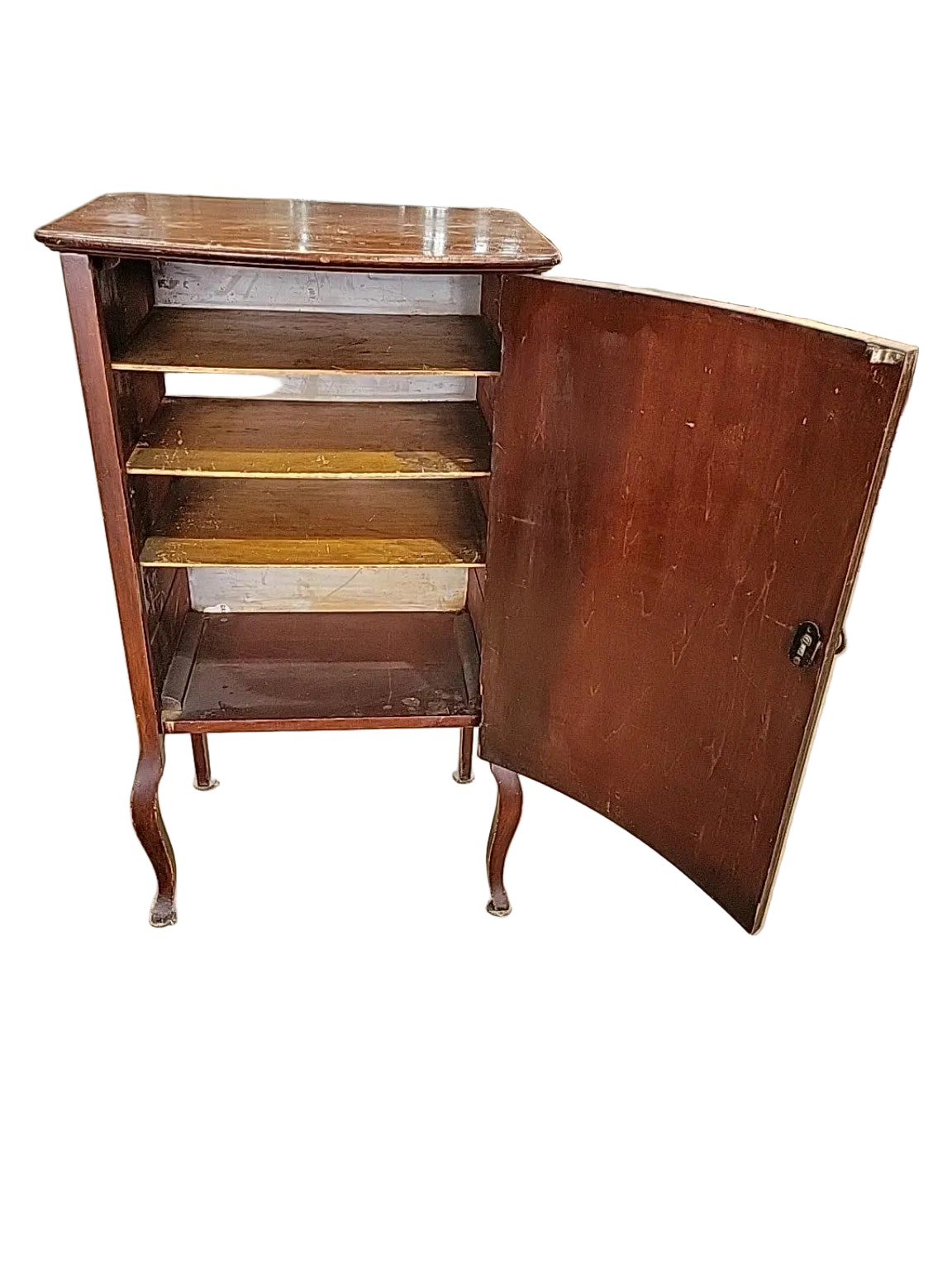 Vintage Curved-Front Wood Storage Cabinet