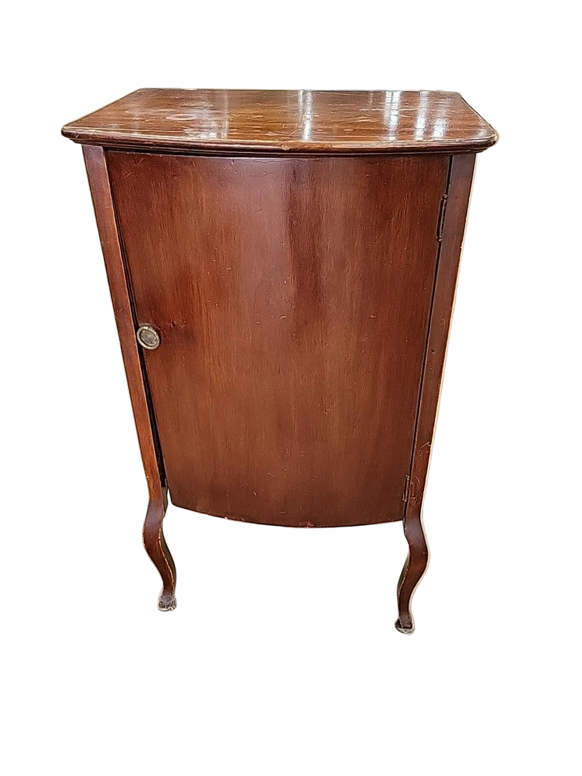 Vintage Curved-Front Wood Storage Cabinet
