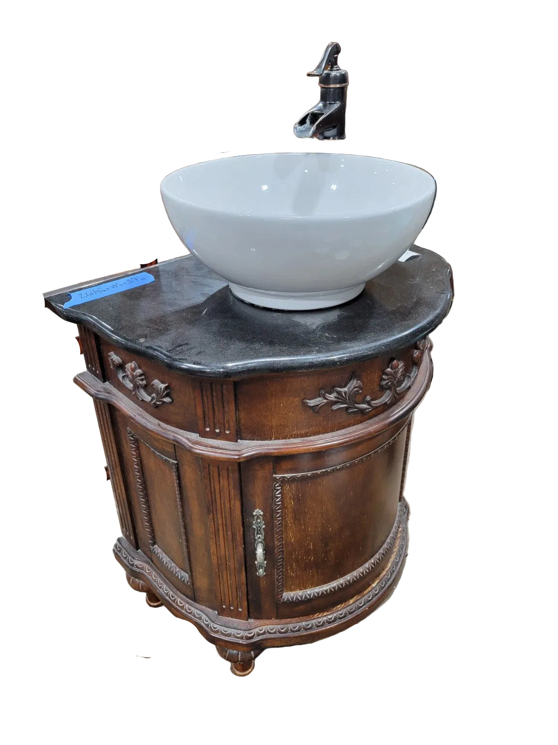 Traditional Carved Wood Vessel Sink Vanity – Twin-Sta