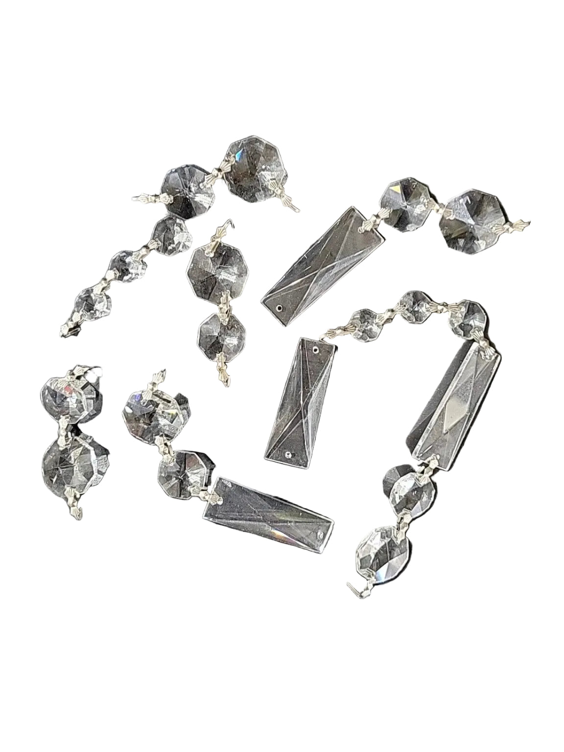 Mixed Vintage Clear Crystal Chandelier Prisms & Drops