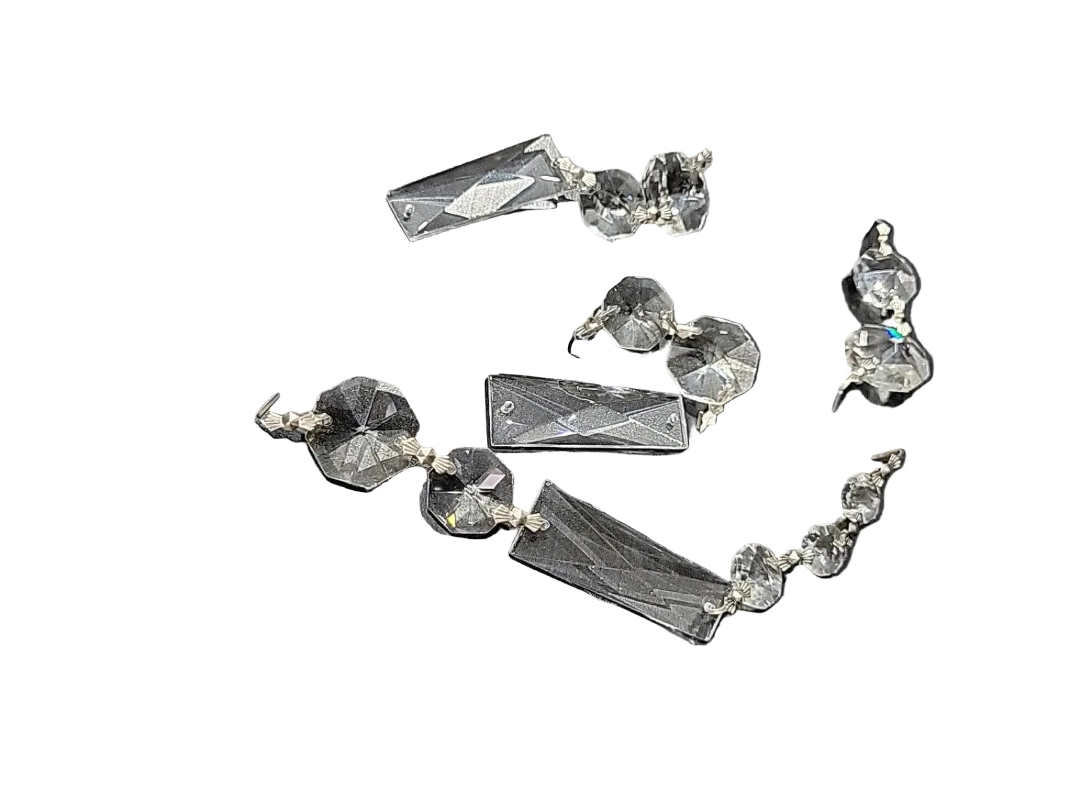 Mixed Vintage Clear Crystal Chandelier Prisms & Drops