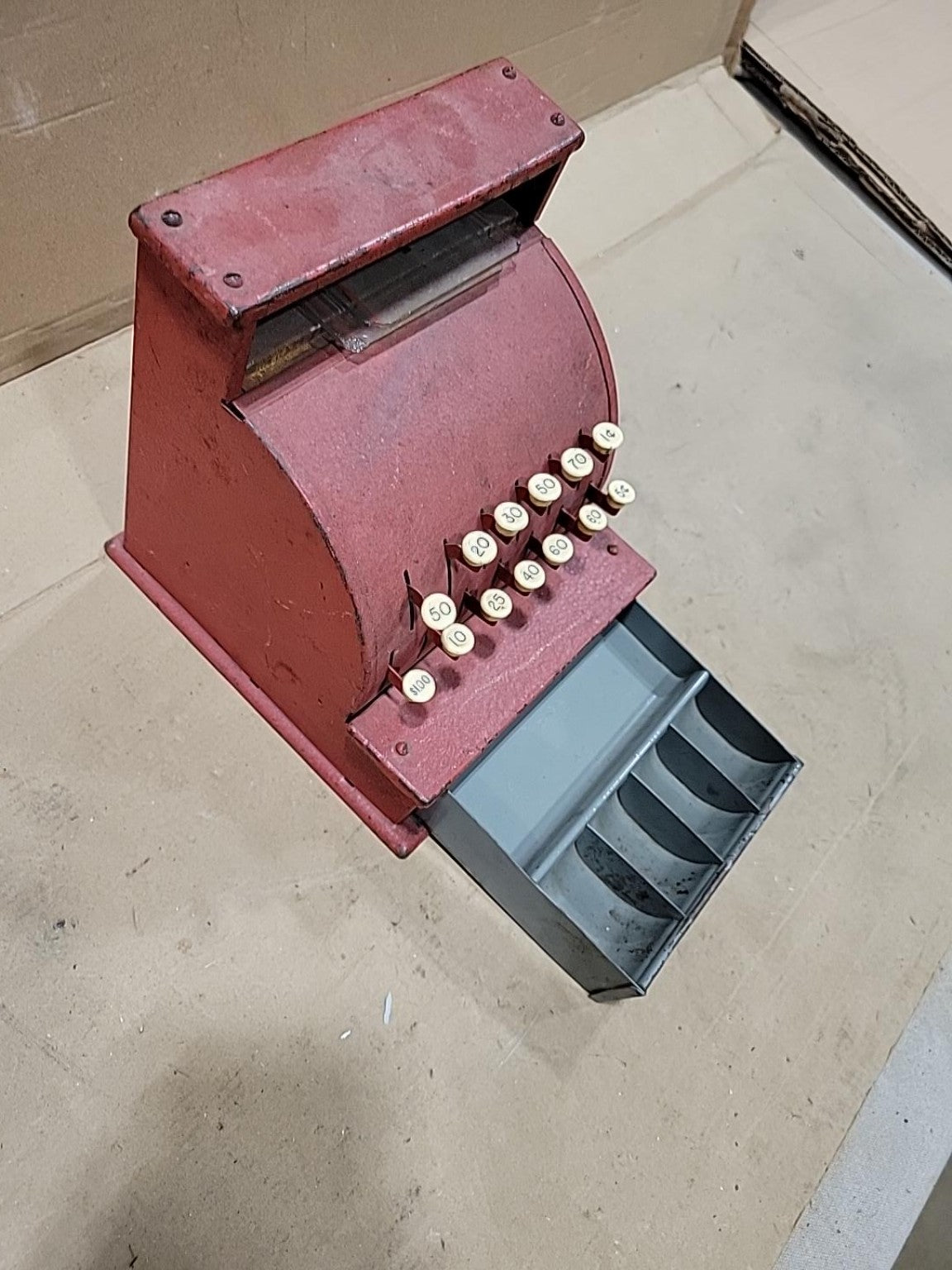 Vintage 1950s Tom Thumb Metal Toy Cash Registe