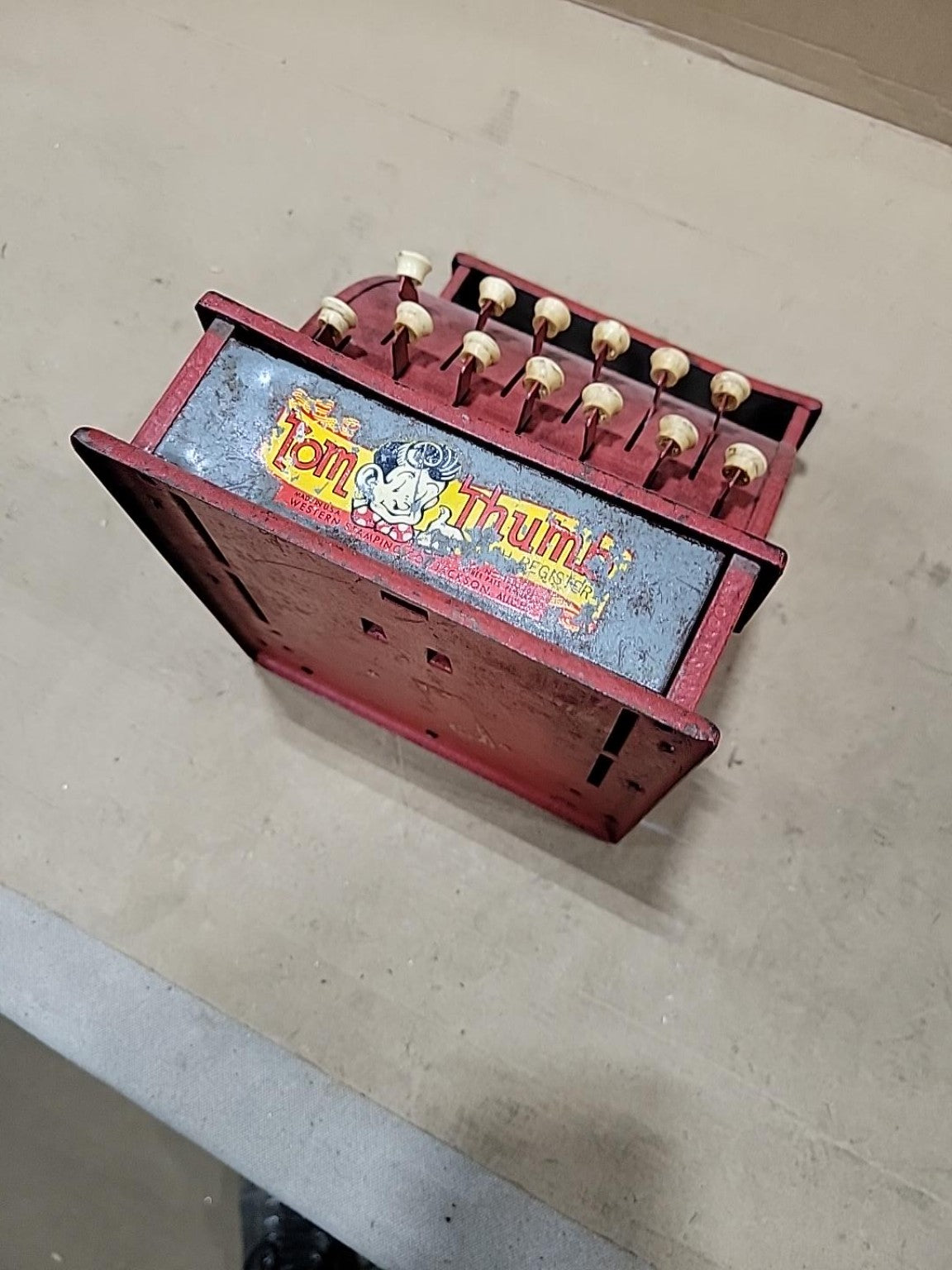 Vintage 1950s Tom Thumb Metal Toy Cash Registe